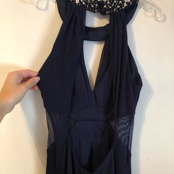 B. Darlin Navy Blue Embellished Open Back Dress - Picture 10 of 13